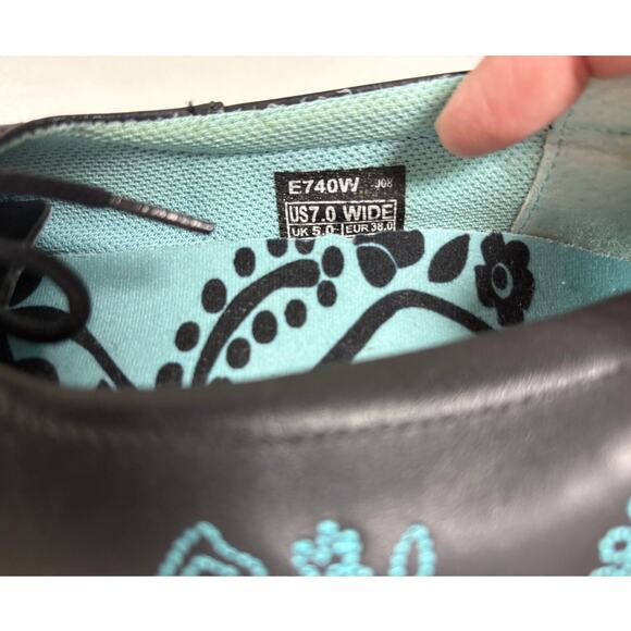 Aetrex US 7 Wide Leather Embroidered Lace Up Orthotic Comfort Shoes - Picture 2 of 7